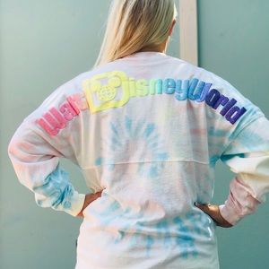 Walt Disney World Parks Cotton Candy Spirit Jersey Size XS Rainbow Shirt